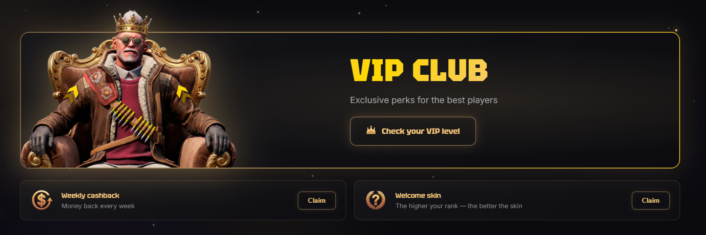 Upgrader.pro VIP Club with weekly cashback and welcome skin rewards
